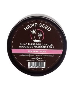 Earthly Body Hemp Candle 3 IN 1 Round Tin Zen Berry Rose