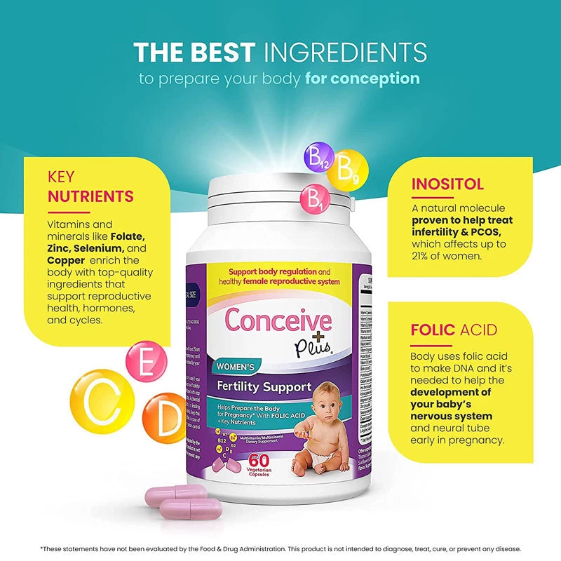 Sasmar Conceive Plus Women's Fertility Support 60 Caps 8 Sasmar Conceive Plus Women's Fertility Support 60 Caps - Image 6